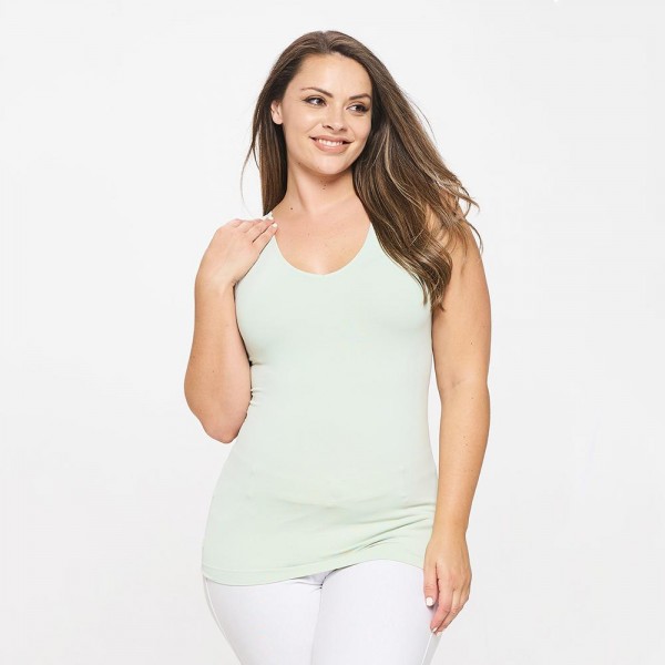 Wholesale lady s Plus V U Neckline Reversible Seamless Tank Shoulder Straps Back