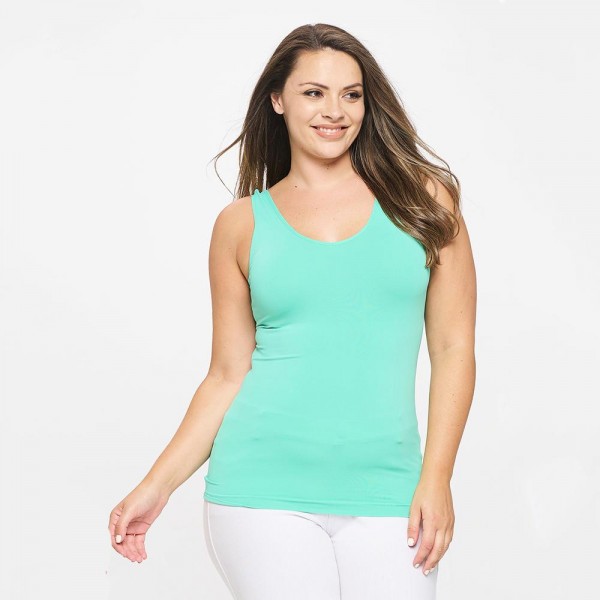 Wholesale lady s Plus V U Neckline Reversible Seamless Tank Shoulder Straps Back