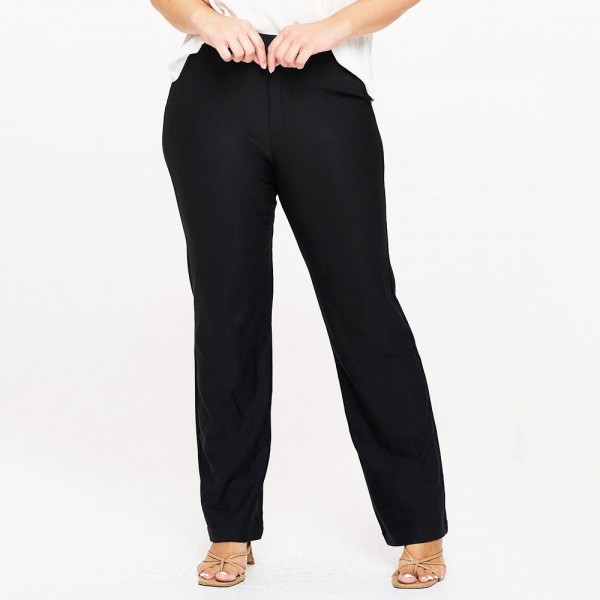 Wholesale women s Plus Straight Leg Ponte Pants Pack Front Pockets Elastic Waist
