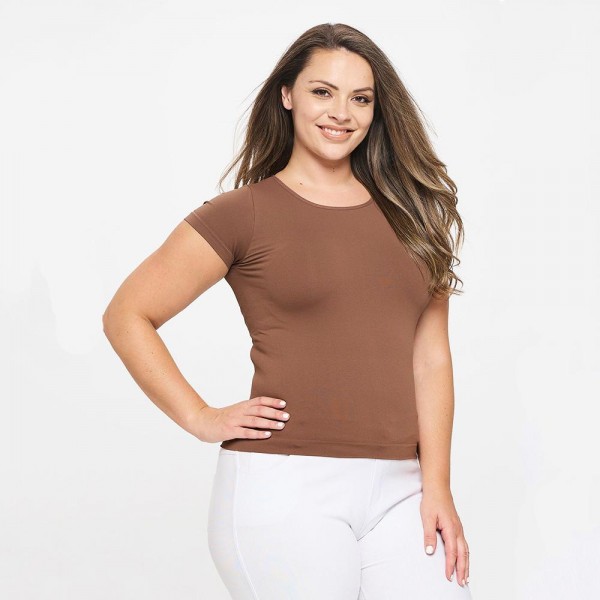 Wholesale women s Plus Seamless Crew Neck Short Sleeve Top Crew Neck Seamless Te