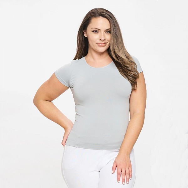 Wholesale women s Plus Seamless Crew Neck Short Sleeve Top Crew Neck Seamless Te