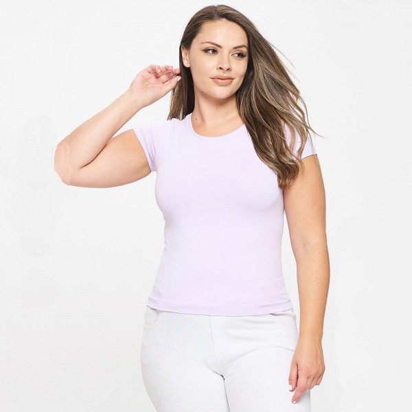 Women's Plus Size Seamless Crew Neck Short Sleeve Top 

- Crew Neck
- Seamless Tee
- Self Binding Neckline
- Short Sleeve
- Ultra-Smooth
- Pull On/Off
- One Size
- 92% Nylon 8% Spandex