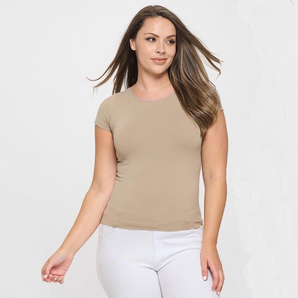 Wholesale women s Plus Seamless Crew Neck Short Sleeve Top Crew Neck Seamless Te