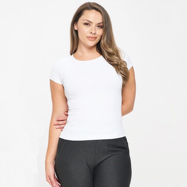 Wholesale women s Plus Seamless Crew Neck Short Sleeve Top Crew Neck Seamless Te
