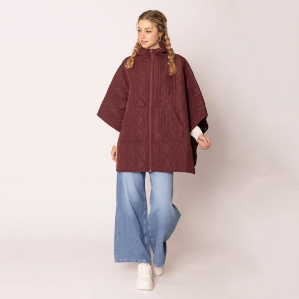 Wholesale do Everything Love Quilted Poncho Hood Zipper Closure One Fits Most Po