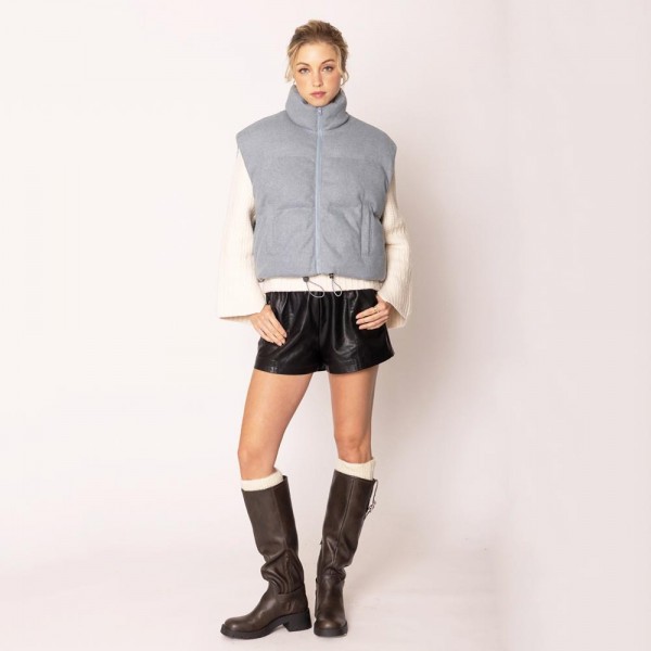 Wholesale do Everything Love Collar Puffer Knit Vest Full Zipper Closure Two Sid