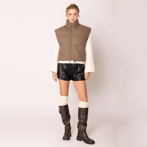 Wholesale do Everything Love Collar Puffer Knit Vest Full Zipper Closure Two Sid