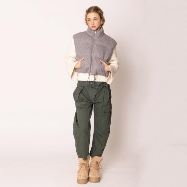 Wholesale do Everything Love Collar Puffer Knit Vest Full Zipper Closure Two Sid