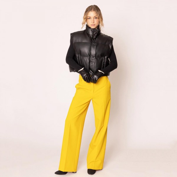 Wholesale do Everything Love Puffy Vegan Leather Cropped Vest Snap Button Zip Cl