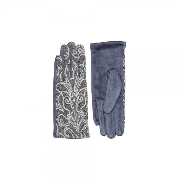 Wholesale paisley Faux Suede Gloves Touch Screen Compatible One Fits Most Polyes