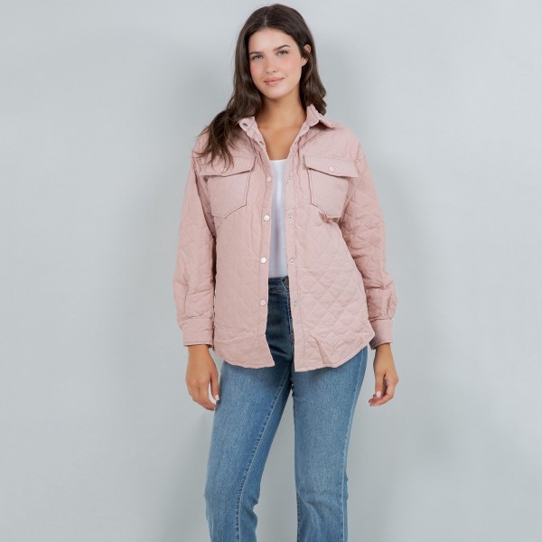 Light Weight Quilted Shacket With Collar (3-Pack) 

- Snap Button Closure
- Two Snap Breast Pockets 
- Water Resistant
- 65% Cotton / 35% Polyester