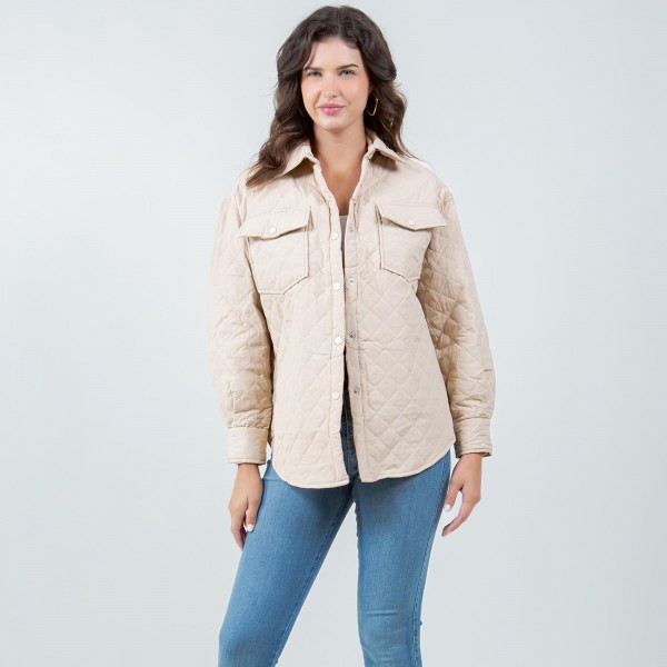 Light Weight Quilted Shacket With Collar (3-Pack) 

- Snap Button Closure
- Two Snap Breast Pockets 
- Water Resistant
- 65% Cotton / 35% Polyester