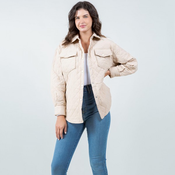 Light Weight Quilted Shacket With Collar (3-Pack) 

- Snap Button Closure
- Two Snap Breast Pockets 
- Water Resistant
- 65% Cotton / 35% Polyester