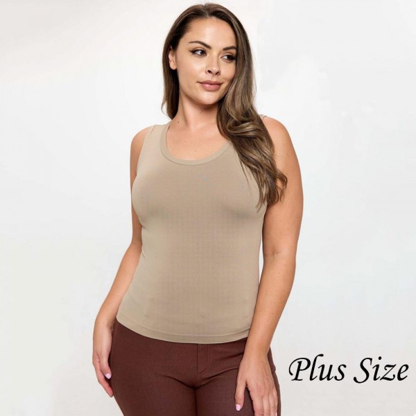 Wholesale women s Plus Reversible Low Neckline Seamless Tank Fitted Self Fabric