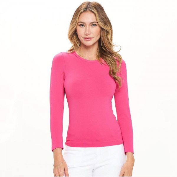 Wholesale women s Seamless Round Neck Long Sleeve Top Crew Neckline Seamless Con