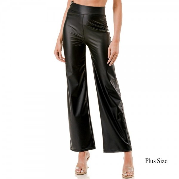 Wholesale women s Mix Plus Rise Straight Leg Vegan Leather Pants Pack Full Elast