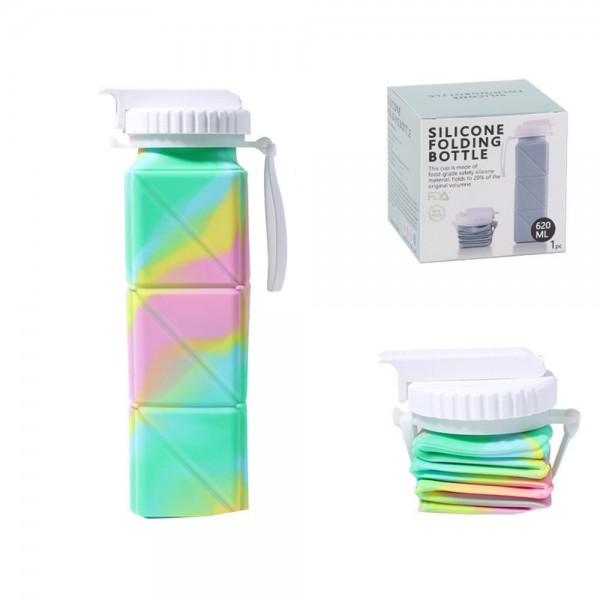 Silicone Folding Bottle 

- Leak Proof
- BPA- free
- Approximately 7.5" L / 620 ML
