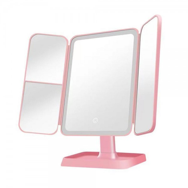Wholesale tri Fold LED Table Mirror USB Rechargeable Charger Included Light Sett
