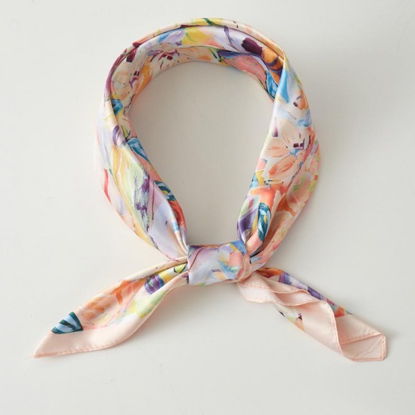 Wholesale watercolor Floral Print Bandana Scarf Multi Use Scarf Bandana Bag Tie