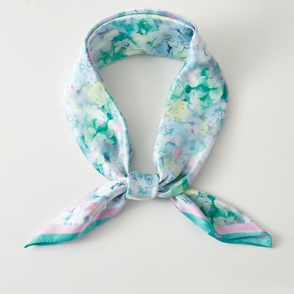Wholesale watercolor Flowers Print Bandana Scarf Multi Use Scarf Bandana Bag Tie