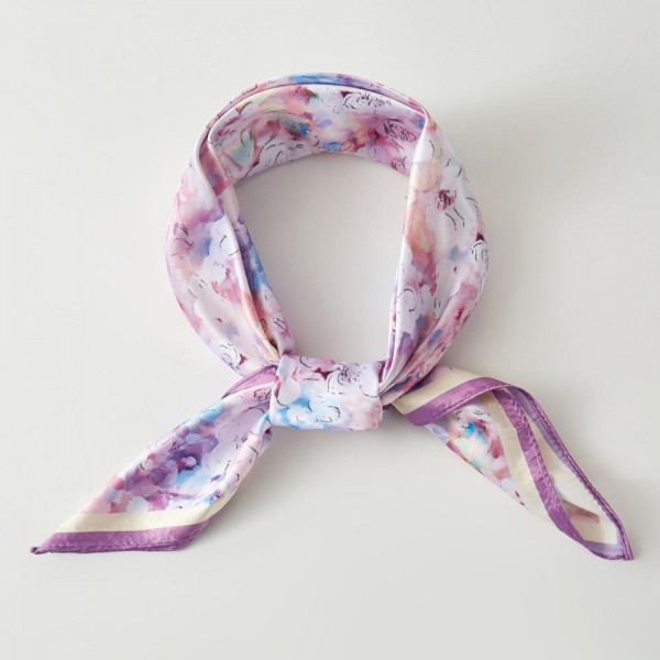 Watercolor Flowers Print Bandana Scarf

- Multi-Use: Scarf, Bandana, Bag Tie ETC
- Approximately 27.5"L X 27.5"W
- 100% Polyester