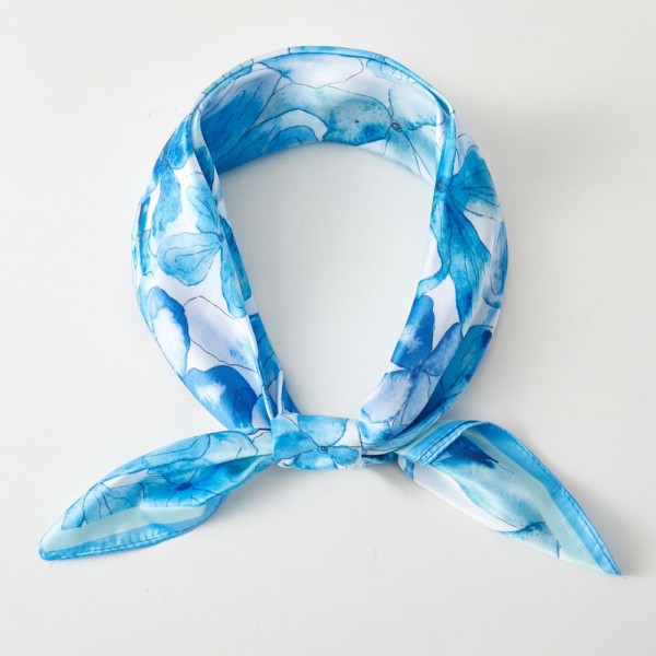 Wholesale watercolor Flower Print Bandana Scarf Multi Use Scarf Bandana Bag Tie