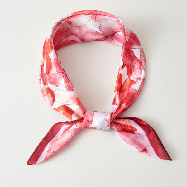 Wholesale watercolor Flower Print Bandana Scarf Multi Use Scarf Bandana Bag Tie