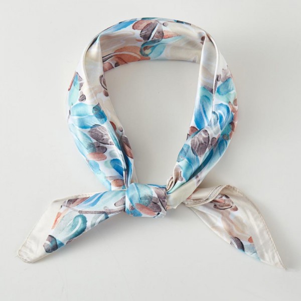 Wholesale watercolor Flower Print Bandana Scarf Multi Use Scarf Bandana Bag Tie