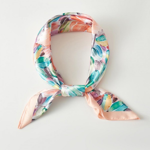 Wholesale watercolor Flower Print Bandana Scarf Multi Use Scarf Bandana Bag Tie