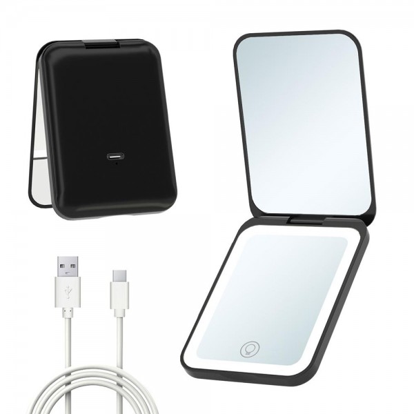 Wholesale compact Make Up Mirror USB Rechargeable Mirror Charger Included Light