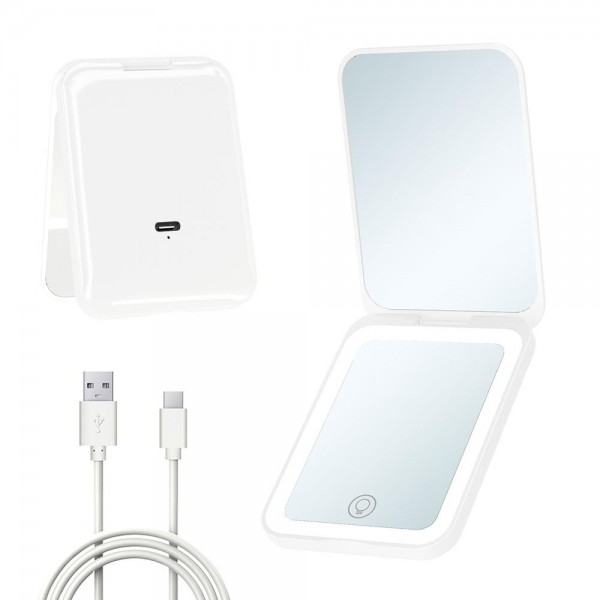 Wholesale compact Make Up Mirror USB Rechargeable Mirror Charger Included Light