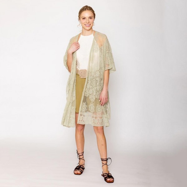 Wholesale do Everything Love Flower Lace Kimono One Fits Most Cotton