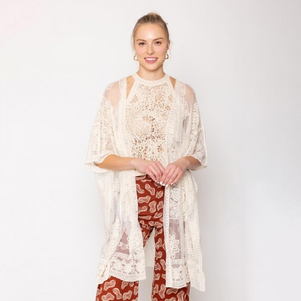 Wholesale do Everything Love Flower Lace Kimono One Fits Most Cotton