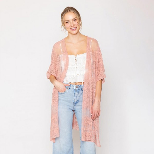 Wholesale do Everything Love Flower Lace Kimono One Fits Most Cotton