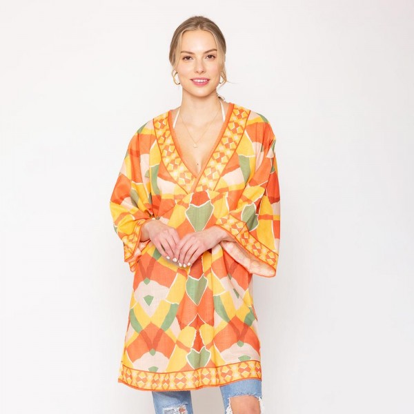 Wholesale do Everything Love Abstract Print Poncho One Fits Most Polyester