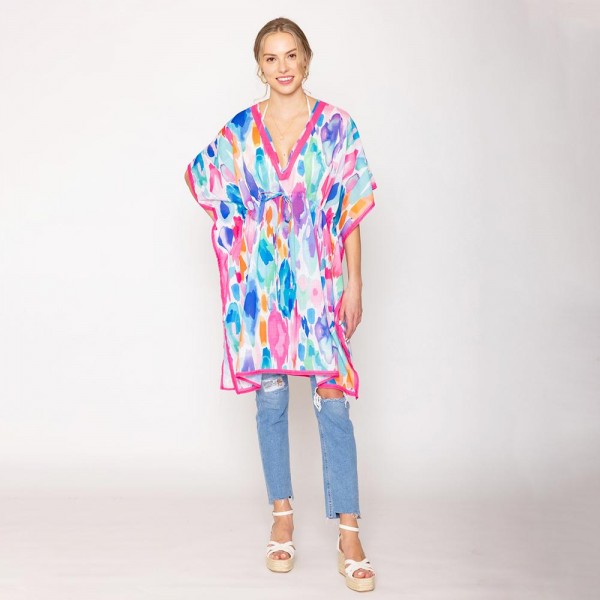 Do Everything In Love Lightweight Watercolor Print Poncho 

- Drawstring Waist
- One Size Fits Most 
- 100% Polyester 