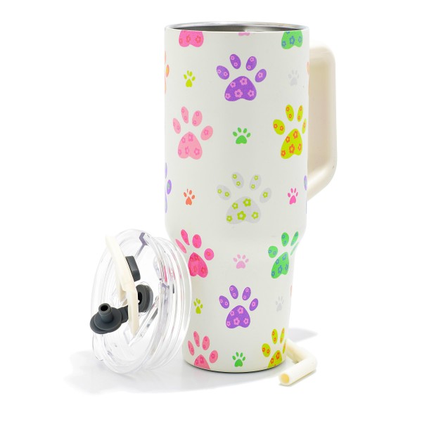 Wholesale floral Paw Print Printed oz Double Wall Stainless Steel Vacuum Tumbler
