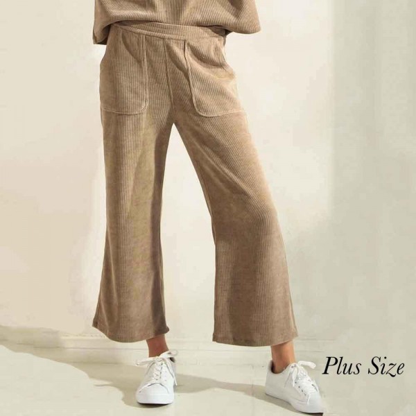Wholesale women s Plus Leg Corduroy Cropped Pants Pack Relaxed fit Elasticized w