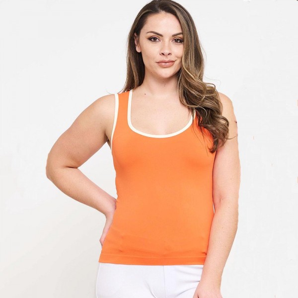 Wholesale women s U Neck Two Seamless Tank One Fits Most Nylon Spandex