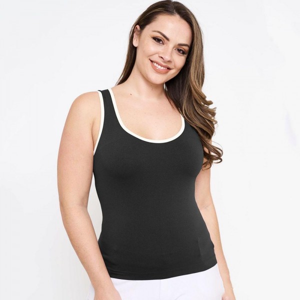 Wholesale women s Plus U Neck Two Seamless Tank One Fits Most Nylon Spandex