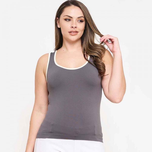Wholesale women s Plus U Neck Two Seamless Tank One Fits Most Nylon Spandex