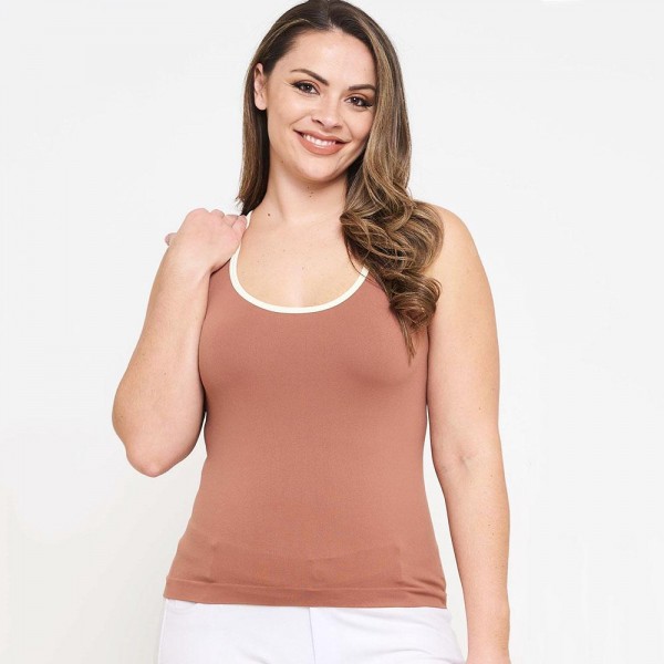 Wholesale women s Plus U Neck Two Seamless Tank One Fits Most Nylon Spandex
