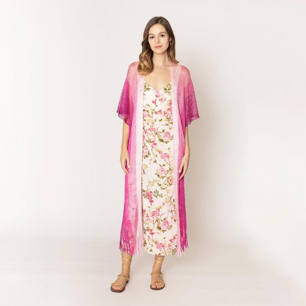 Wholesale do Everything Love Two Lurex Kimono Fringe Detail One Fits Most Polyes