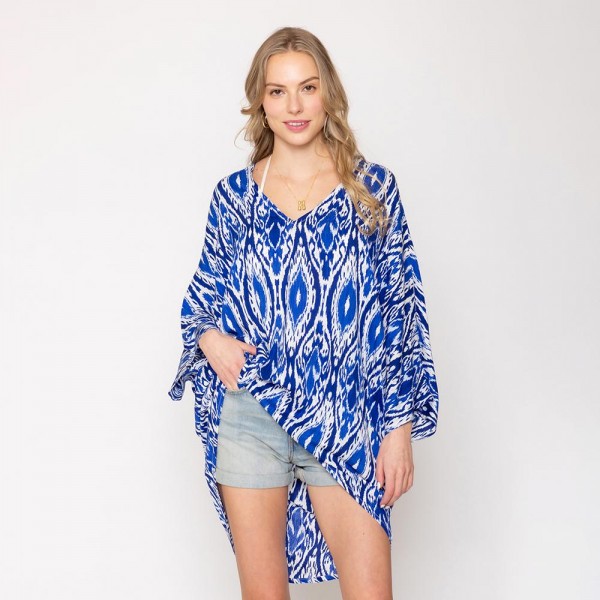 Do Everything In Love Ikat Hi-Lo Tunic Poncho 

- One Size Fits Most 
- 100% Viscose 

