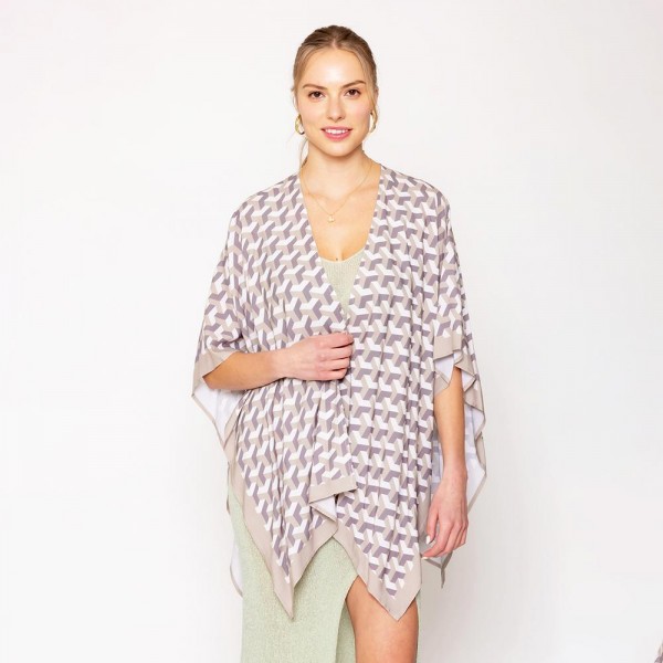 Wholesale do Everything Love D Pattern Print Ruana One Fits Most Viscose