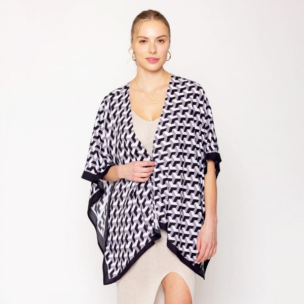 Wholesale do Everything Love D Pattern Print Ruana One Fits Most Viscose