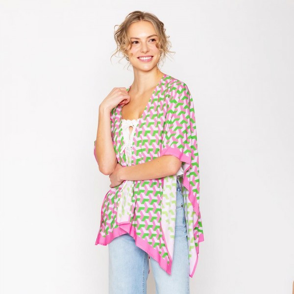 Wholesale do Everything Love D Pattern Print Ruana One Fits Most Viscose