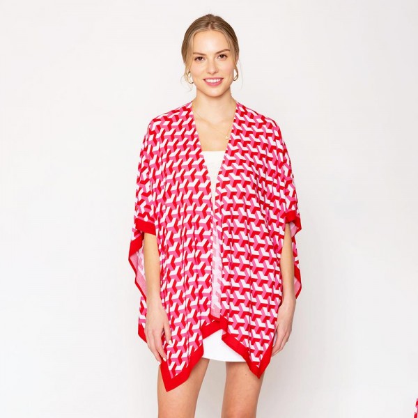 Wholesale do Everything Love D Pattern Print Ruana One Fits Most Viscose