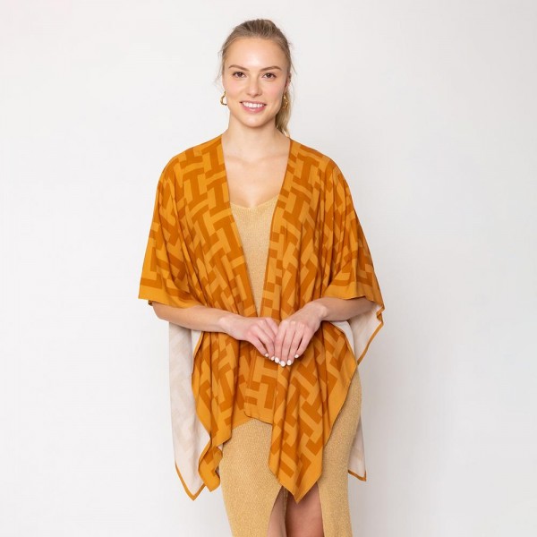 Wholesale do Everything Love Geometric Print Kimono One Fits Most Viscose