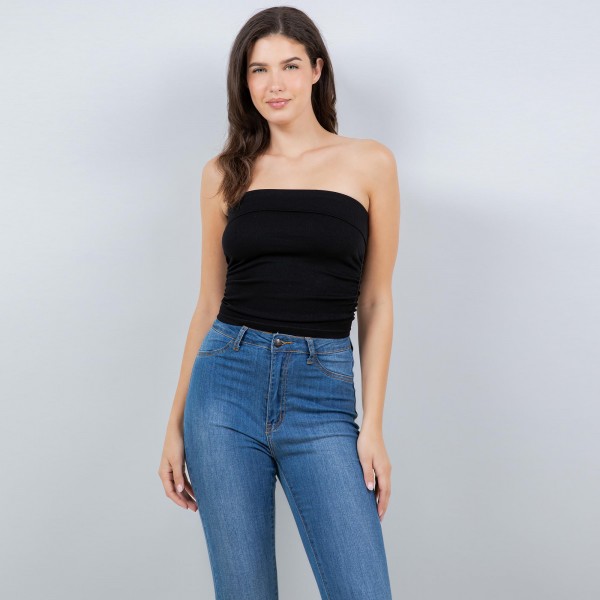 Wholesale seamless Tube Top Pack Cinched Sides Stretchy Nylon Polyester Spandex